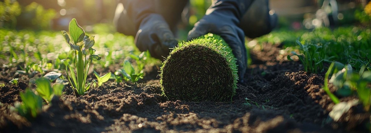 Grasmat in een tuin leggen 